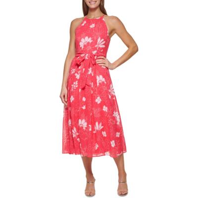 

Женское шифоновое летнее платье миди в горошек DKNY BHFO 4740, Punch multi