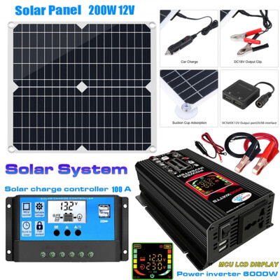 6000W Solar Panel Power System Kit 100AController Complete Power Generation Home
