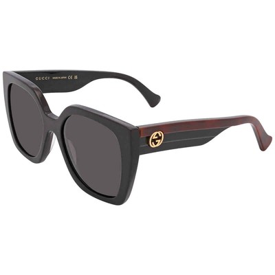 Pre-owned Gucci Grey Butterfly Ladies Sunglasses Gg1300s 001 55 Gg1300s 001 55 In Gray