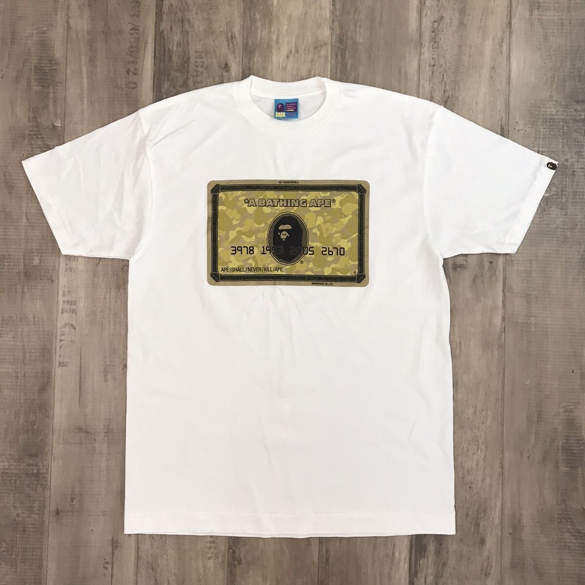 BAPE Gold card T-shirt NIGO White A Bathing Ape Size L | eBay