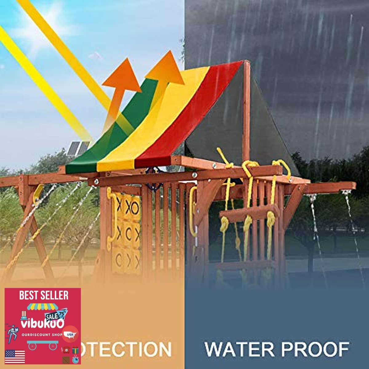 NEW Swing Set Replacement Tarp for Play Set Outdoor, MultiColor 52" x