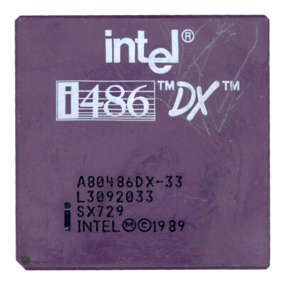 Processor CPU Intel 80486 SX729 33MHz A80486DX-33 Socket 168