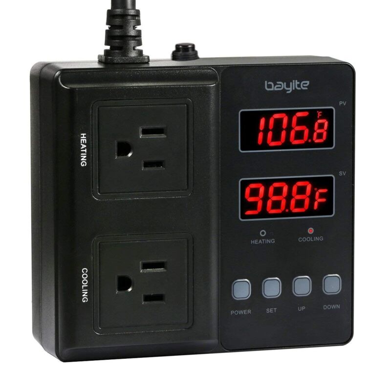 Bayite Temperature Controller 1650W 15A BTC211 Dual Digital Outlet...