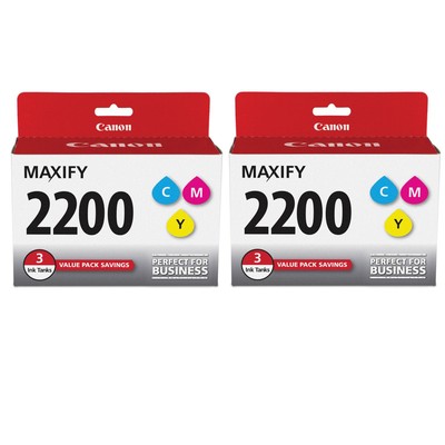 Canon PGI-2200 Cyan/Magenta/Yellow Ink Cartridges Pack for MAXIFY Series, 2-Pack