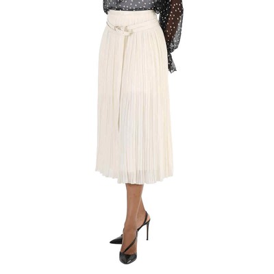 Pre-owned Chloé Chloe Ladies Eden Pleated Mid-length Skirt In White