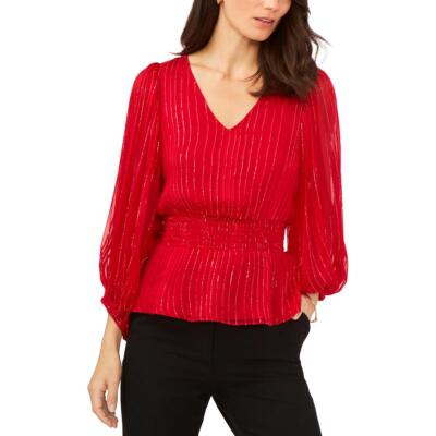 

Женская блузка-рубашка с v-образным вырезом MSK и топом Petites BHFO 7725, Red/silver