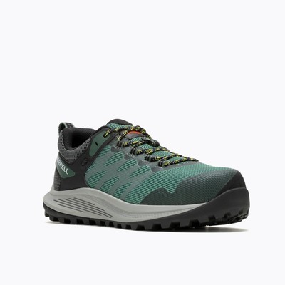 Pre-owned Merrell Work Men's Nova 3 Carbon Fiber Toe Work Shoe Forest/hiviz - J005485, Fo