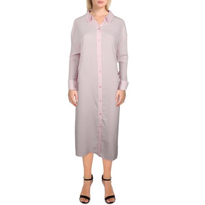 

Женское розовое платье-рубашка миди с длинными рукавами и рюшами Riley - Rae  BHFO 7964, Cotton candy