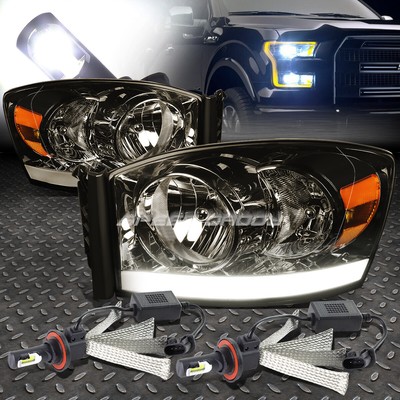 ДЫМЧАТАЯ ФАРА + ЯНТАРНЫЙ УГОЛОК + DRL + БЕЛАЯ СВЕТОДИОДНАЯ СИСТЕМА 6000K ДЛЯ DODGE RAM 06-08