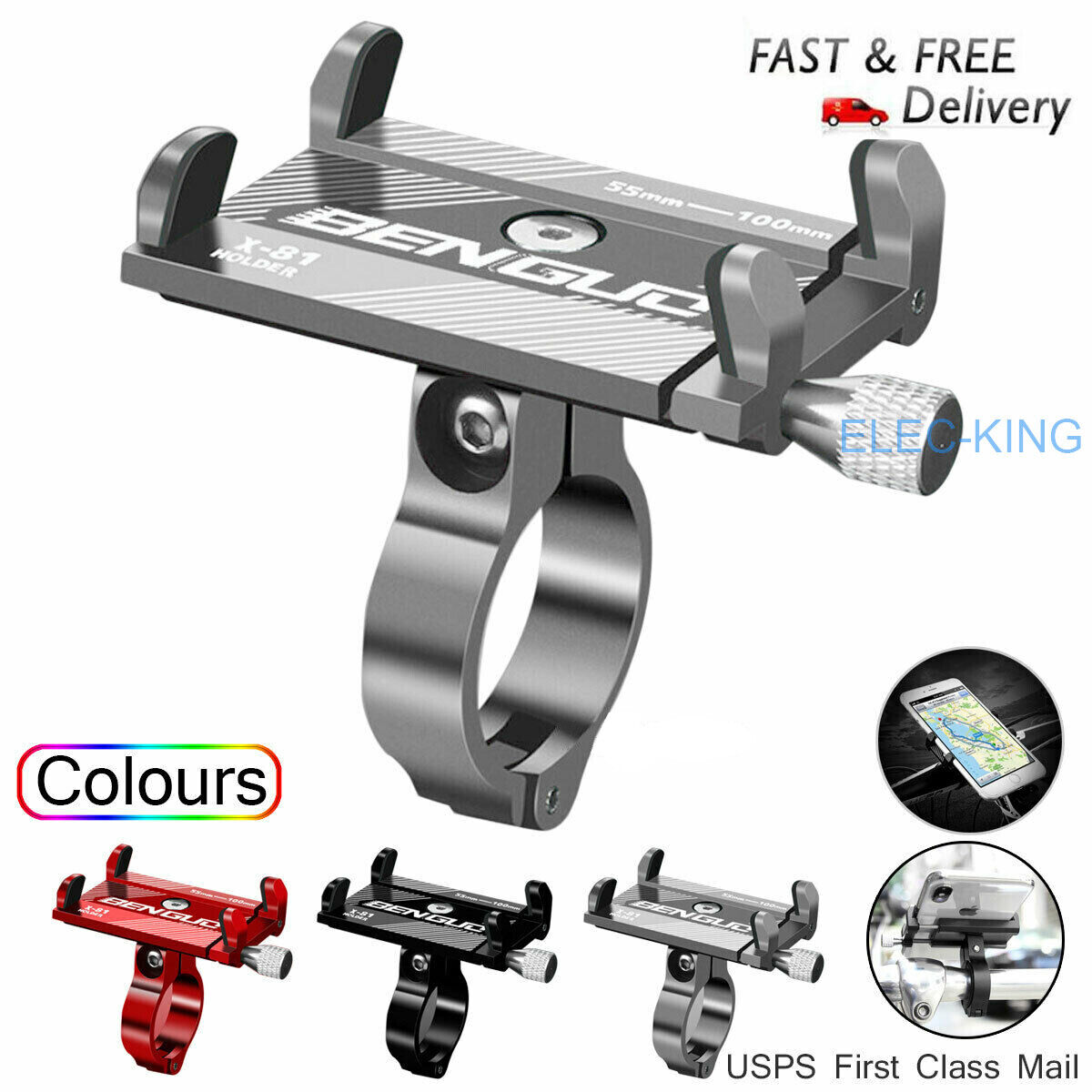 Aluminum Motorcycle Bike Bicycle Holder Mount Handlebar For Cell Phone GPS US