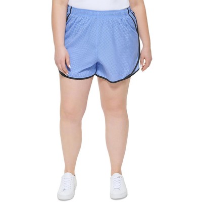Calvin Klein Performance Womens Blue Mesh Fitness Shorts Plus 1X BHFO 8214