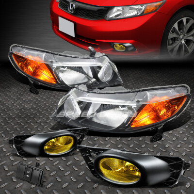 ЧЕРНАЯ ФАРА + ЖЕЛТЫЙ ПОВОРОТНЫЙ СИГНАЛ + ЖЕЛТАЯ ПРОТИВОТУМАННАЯ ФАРА + ВЫКЛЮЧАТЕЛЬ ДЛЯ 09-11 CIVIC 4DR