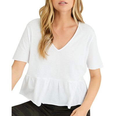 Женская белая укороченная футболка с баской и V-образным вырезом Sanctuary Womens L BHFO 1209
