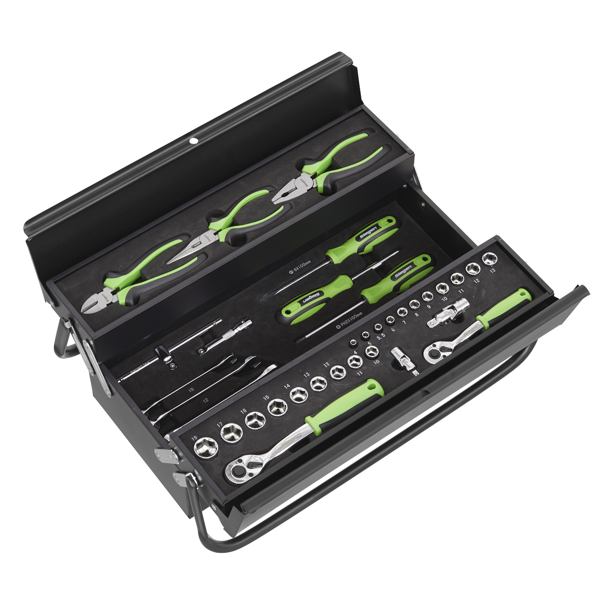 HIVIS GREEN Tool Kit Toolset 70pce Ratchet Spanners Screwdrivers