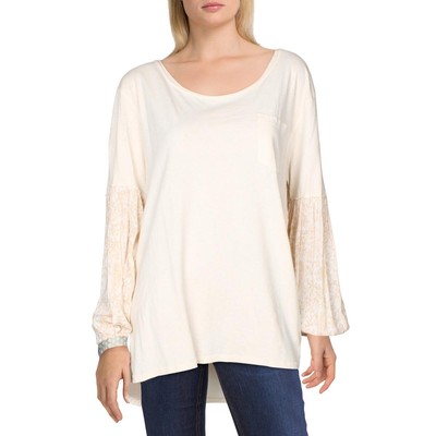 

Бежевая футболка с напуском и рукавами с принтом We The Free Jade Beige  BHFO 1009, Ecru