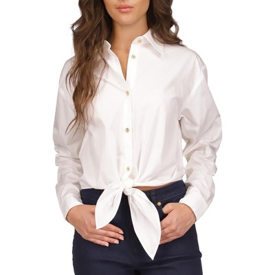 Женская белая рубашка на пуговицах MICHAEL Michael Kors Petites PL BHFO 7875