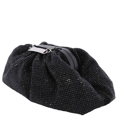 Pre-owned Philipp Plein Crystal Embroidered Mini Pillow Clutch Bag Paaa-wbb0550-pco058n-02 In Black