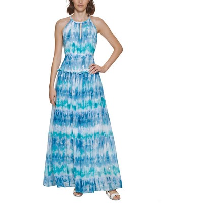 

Calvin Klein Женское синее вечернее платье-макси с украшением  BHFO 4671, Steel blue