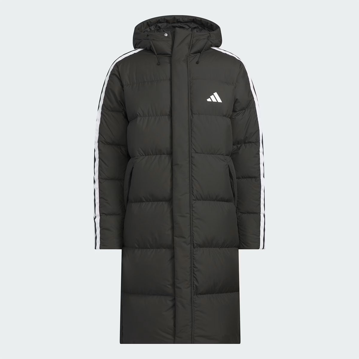 NEW ADIDAS MENS 3 STRIPE REGULAR FIT LONG DOWN COAT JZ8731 BLACK S-4XL ASIAN FIT