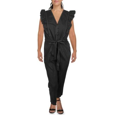 

La Vie Rebecca Taylor Женский черный комбинезон с рюшами и завязками на талии  BHFO 0257