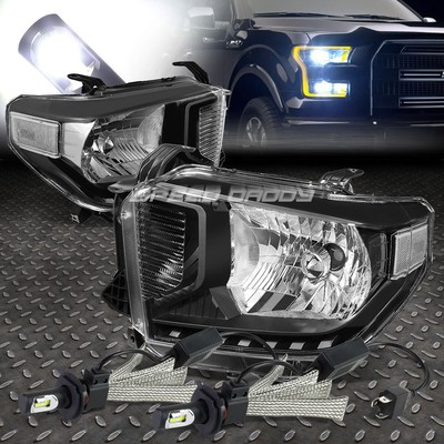 ЧЕРНЫЙ КОРПУС, ПРОЗРАЧНАЯ УГЛОВАЯ СВЕТОДИОДНАЯ ФАРА + СКРЫТАЯ ЛАМПА 6000K ДЛЯ TOYOTA TUNDRA 14-17