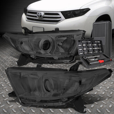 ДЛЯ 11-13 TOYOTA HIGHLANDER ДЫМЧАТАЯ ПРОЗРАЧНАЯ БОКОВАЯ ФАРА ПРОЕКТОРА + НАБОР ИНСТРУМЕНТОВ