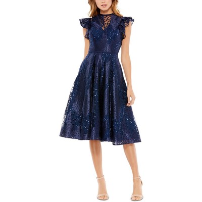 

Женское темно-синее кружевное коктейльное и вечернее платье Mac Duggal  BHFO 1932, Navy