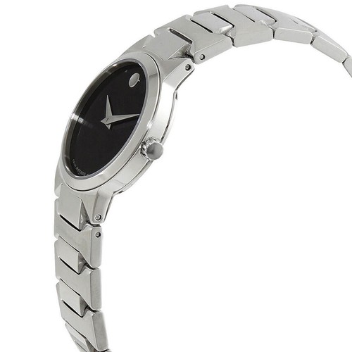 Pre-owned Movado Women's Watch Temo Black Dial Stainless Steel Case Bracelet 0607295
