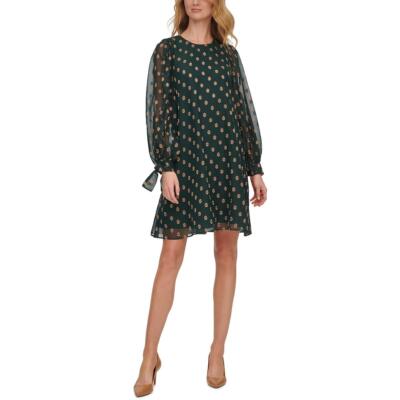 

Женское короткое дневное мини-платье Calvin Klein с завязками на манжетах BHFO 2115, Malachite gold
