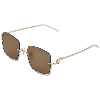 Pre-owned Gucci Brown Square Ladies Sunglasses Gg1279s 002 54 Gg1279s 002 54