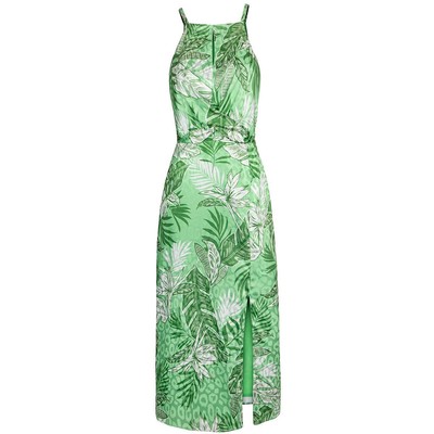 

Christian Siriano New York Женское зеленое атласное платье миди с принтом  BHFO 4650, Kiwi combo