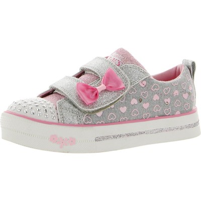 

Кроссовки Skechers Girls Grey Light-Up Shoes 13 Medium (B,M) Little Kid BHFO 3203, Grey/silver/pink
