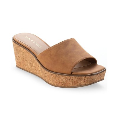 

Женские бежевые босоножки на танкетке Sun + Stone Charlottee 7.5 Medium (B,M) BHFO 0403, Chestnut natural beige