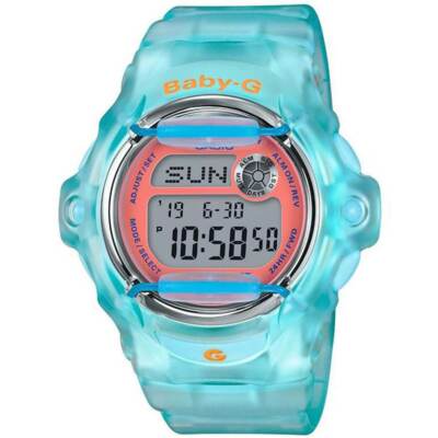 Casio Women's Quartz Watch Baby-G Alarm Light Blue Resin Strap Dive BG169R-2C