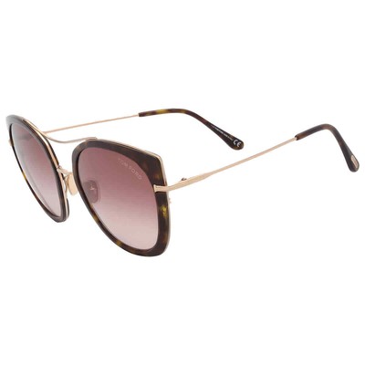 Pre-owned Tom Ford Joey Brown Gradient Cat Eye Ladies Sunglasses Ft0760 52f 56
