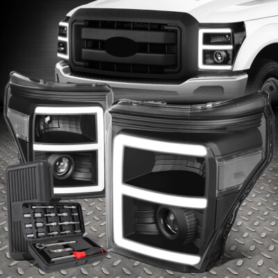 ДЛЯ 11-16 ФАР ПРОЕКТОРА FORD SUPER DUTY LED DRL + НАБОР ИНСТРУМЕНТОВ ЧЕРНЫЙ/ПРОЗРАЧНЫЙ