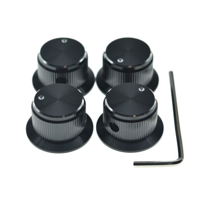 4pcs Guitar/Bass/AMPS Set Screw Aluminium Pot Knobs 1/4'' Top Hat Knob Bell Knobs