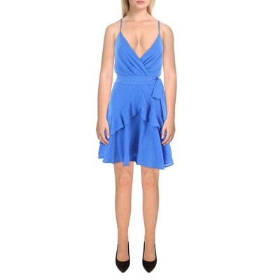 Женское синее мини-платье Trixxi с оборками для вечеринок Juniors L BHFO 9397