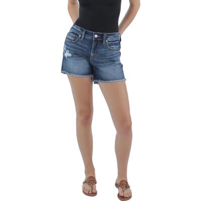 Silver Jeans Co. Женские короткие джинсовые шорты из потертого денима средней посадки BHFO 3139