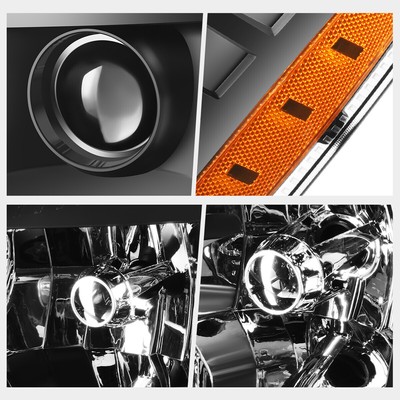 For 07-14 Cadillac Escalade ESV EXT Amber Corner HID Projector Headlights Black