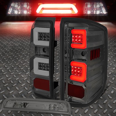 ДЛЯ 14-19 SILVERADO/SIERRA СВЕТОДИОДНЫЙ ЗАДНИЙ ФОНАРЬ с ПОПЕРЕЧНОЙ ПЛАНКОЙ + 3D ТРЕТИЙ ТОНИРОВАННЫЙ СТОП-СИГНАЛ/ГРУЗОВОЙ ФОНАРЬ