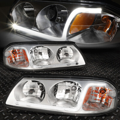[LED DRL] ДЛЯ CHEVY IMPALA 2000-2005 ГОДОВ ВЫПУСКА, ХРОМИРОВАННЫЙ КОРПУС, ЯНТАРНАЯ УГЛОВАЯ ФАРА/ФОНАРЬ