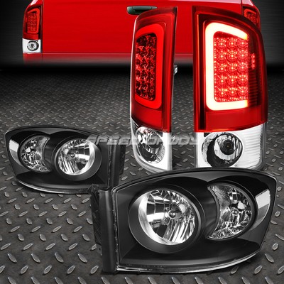 ЧЕРНЫЙ КОРПУС ПРОЗРАЧНОЙ ФАРЫ + 3D СВЕТОДИОДНАЯ ПАНЕЛЬ ЗАДНЕГО СТОП-СИГНАЛА ДЛЯ 07-09 DODGE RAM