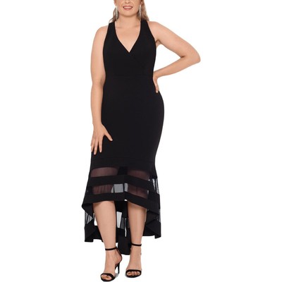 Xscape Womens Black Hi Low Long Formal Maxi Dress Plus 18W BHFO 8144