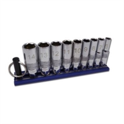 VIM Tools Deep Dual Drive Metric Chrome Sockets Set, 1/4 Inch Drive 9Pc.