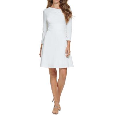 

Женское мини-платье с асимметричным вырезом и расклешенным воротником DKNY BHFO 6447, Цвет слоновой кости