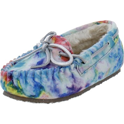 

Minnetonka Girls 4811 Синие тапочки-мокасины 9 Средний (B,M) для малышей BHFO 2093, Blue multi