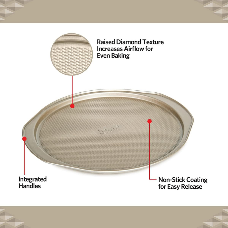 Nonstick Large Pizza Pan for Oven | Round Baking Tray | Textured Cooking Sheet C