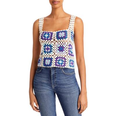 

Fore Womens Ivory Crochet Tank Коренастый вязаный укороченный топ  BHFO 2913, Purple multi