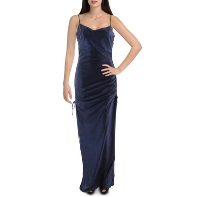 Женское длинное вечернее платье с темносиними рюшами и изумрудным пломбиром для юниоров XS BHFO 2426